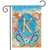 Briarwood Lane Summer Monogram Letter K garden flag with coastal starfish and sand design elements.
