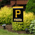 Briarwood Lane Pittsburgh Pirates MLB licensed garden flag with black and gold colors displayed outdoors.