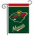 Briarwood Lane Minnesota Wild NHL licensed garden flag, green with red and gold logo and trim.