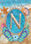 Briarwood Lane Summer Monogram Letter N Garden Flag with coastal beach theme and colorful design.