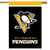 Briarwood Lane Pittsburgh Penguins NHL licensed house flag with black, white, and yellow design.