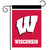 Wisconsin Badgers NCAA Licensed Garden Flag by Briarwood Lane, red with white logo and lettering.