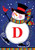 Winter Snowman Monogram Letter D Garden Flag