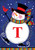 Winter Snowman Monogram Letter T Garden Flag
