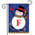 Winter Snowman Monogram Letter F Garden Flag