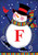 Winter Snowman Monogram Letter F Garden Flag