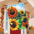 Sunflower Field Autumn House Flag