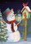 Lantern Snowman Winter House Flag