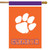 Briarwood Lane Clemson Tigers NCAA Licensed House Flag with purple header and white paw print design.