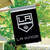 Briarwood Lane LA Kings NHL licensed house flag with silver logo on black background.