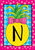 Briarwood Lane small printed pineapple garden flag with letter N, colorful and cheery springtime decor.