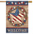 Briarwood Lane Americana Barnstar Patriotic House Flag with rustic wreath and stitched stars and stripes.