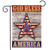 Briarwood Lane patriotic garden flag with star, stripes, and "God Bless America" in red, white, blue.