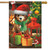Briarwood Lane Waiting For Santa Christmas House Flag with colorful festive dog and presents display.