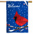 Cardinal Burlap Winter House Flag