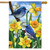 Briarwood Lane bluebirds and daffodils spring house flag, colorful printed decorative seasonal display.