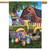 Briarwood Lane Flower Barn Spring House Flag with colorful flowers and vintage truck on display.