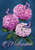 Briarwood Lane spring house flag with colorful hydrangeas, butterflies, and welcome text on decorative fabric.