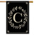 Briarwood Lane black double-sided house flag with elegant gold letter C and leafy wreath design.