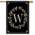 Briarwood Lane Classic Monogram Letter W double-sided house flag, black with elegant cream design.