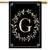 Briarwood Lane black double-sided house flag with elegant gold monogram letter G and leafy wreath design.