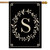 Briarwood Lane classic monogram letter S double-sided house flag in elegant black with gold print.