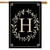 Briarwood Lane classic monogram letter H double-sided house flag with elegant black and beige design.