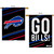 Briarwood Lane Buffalo Bills Slogan NFL licensed house flag, Go Bills, black background with blue red stripes.