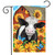 Briarwood Lane Happy Cow garden flag with colorful cow, sunflowers, and butterflies in a farm scene.