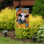 Briarwood Lane Happy Cow garden flag, colorful cow and sunflowers on small printed decorative yard display.