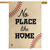 Briarwood Lane small printed burlap house flag with No Place Like Home baseball theme colorful design.