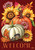 Briarwood Lane Fall Beauty Floral Garden Flag with colorful pumpkins and sunflowers for autumn porch display.