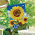 Briarwood Lane Sunflowers and Bees colorful summer house flag with butterflies on a porch display.