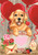 Briarwood Lane Valentine's Puppy Holiday Garden Flag with pink hearts, red balloons and cute dog.