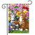 Briarwood Lane Garden Kittens Spring Garden Flag with colorful cats and flowers on a small decorative display.