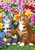Briarwood Lane Garden Kittens Spring Garden Flag with colorful cats, flowers, butterflies, and a cardinal.