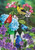 Briarwood Lane Feathered Friends garden flag with colorful birds and flowers for spring porch display.