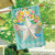 Briarwood Lane Spring Barnstar house flag with colorful spring flowers and blue birds on porch display.