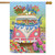 Briarwood Lane Peace Van Floral Spring House Flag with colorful flowers and vintage Volkswagon bus design.