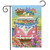 Briarwood Lane Peace Van Floral Spring Garden Flag with colorful flower and bus design on porch.