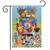 Briarwood Lane Groovy Pups Spring Garden Flag with colorful dogs and Volkswagon bus on decorative fabric.