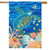 Briarwood Lane colorful sea turtle house flag with ocean and seashells design for summer porch display.