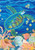 Briarwood Lane colorful sea turtle with ocean elements on a Swimming Sea Turtle Summer House Flag.