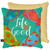 Briarwood Lane summer decorative pillow with colorful design and Life Is Good text, outdoor accent pillow.