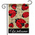 Briarwood Lane Ladybug Gathering Burlap Garden Flag with Welcome text and red ladybugs on beige background.