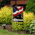 Briarwood Lane Veteran Military Garden Flag with American flag and soldier silhouette design outdoors.