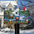 Briarwood Lane Snow Day Cardinals winter mailbox cover with holly, berries, and picket fence design.