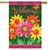 Briarwood Lane Welcome Daisies spring house flag with colorful flowers and cheerful welcome message display.