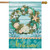 Briarwood Lane coastal house flag with wreath and welcome message in beachy outdoor decor.