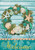 Briarwood Lane coastal house flag with seashell and starfish wreath and welcome text on outdoor flag.